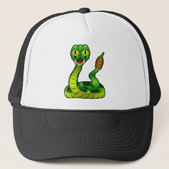 Happy rattlesnake trucker hat (Front)