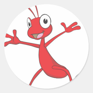 Happy Red Ant Jumping for Joy Classic Round Sticker