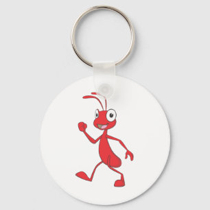 Happy Red Ant Walking Key Ring