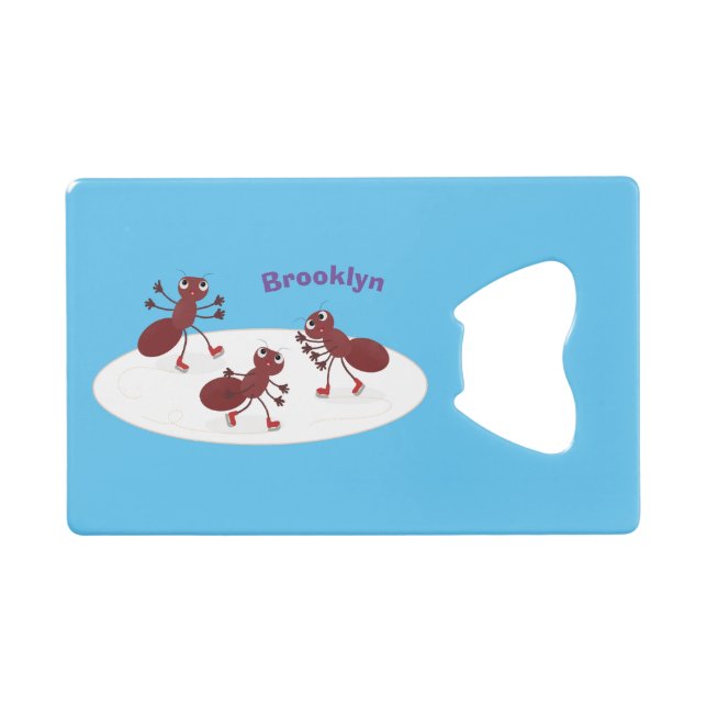 Happy red ants ice skating cartoon (Front (Horizontal))