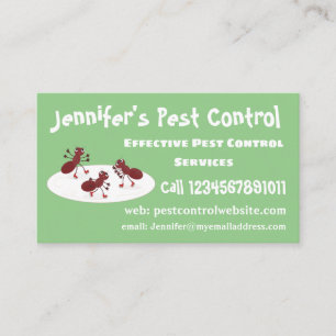 Happy red ants ice skating cartoon business card
