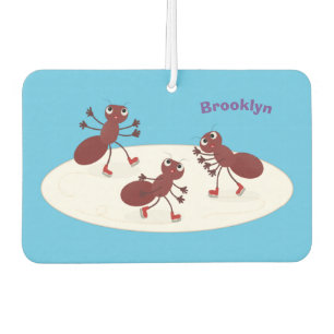 Happy red ants ice skating cartoon  car air freshener