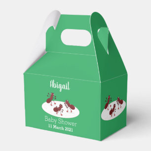 Happy red ants ice skating cartoon favour box