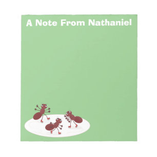 Happy red ants ice skating cartoon notepad