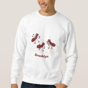 Happy red ants ice skating cartoon sweatshirt