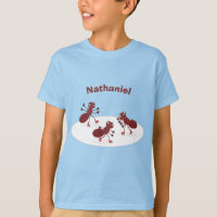 Happy red ants ice skating cartoon