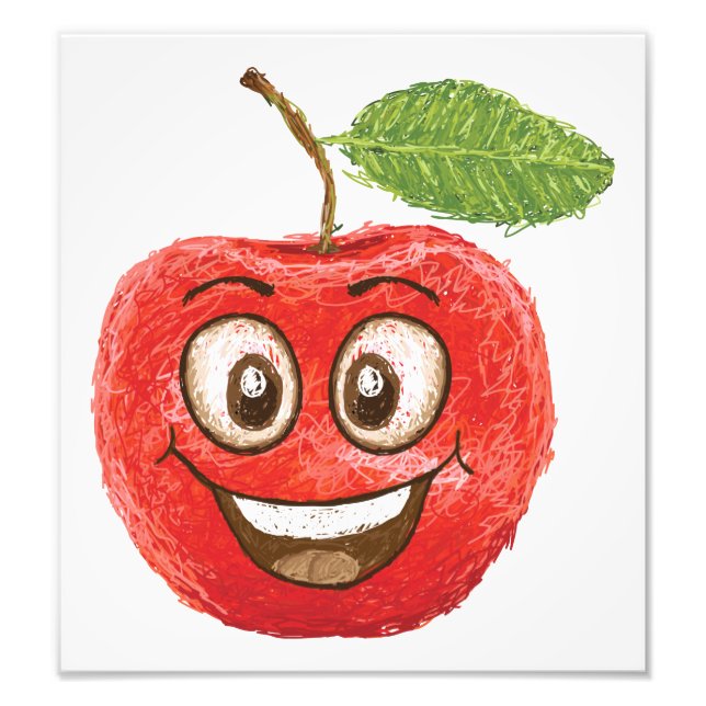 happy red apple fruit photo print (Front)
