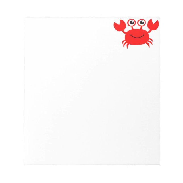 Happy Red Cartoon Crab Notepad (Front)