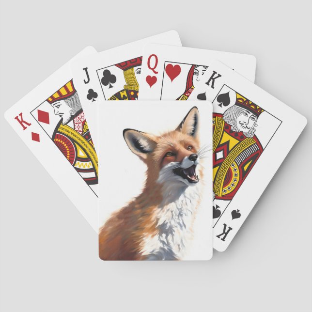 Happy Red Fox OWN ART Vixen Wild Nature Playing Cards (Back)