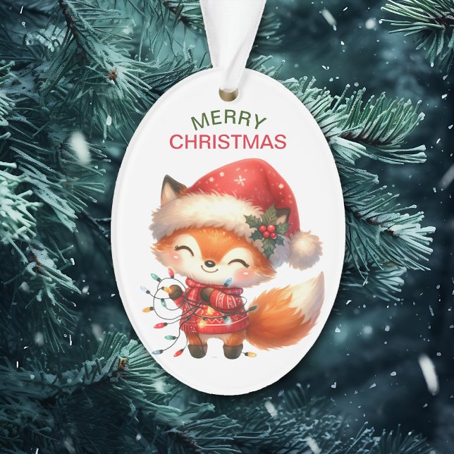 Happy Red Fox String Lights Kids Christmas Ornament (Creator Uploaded)