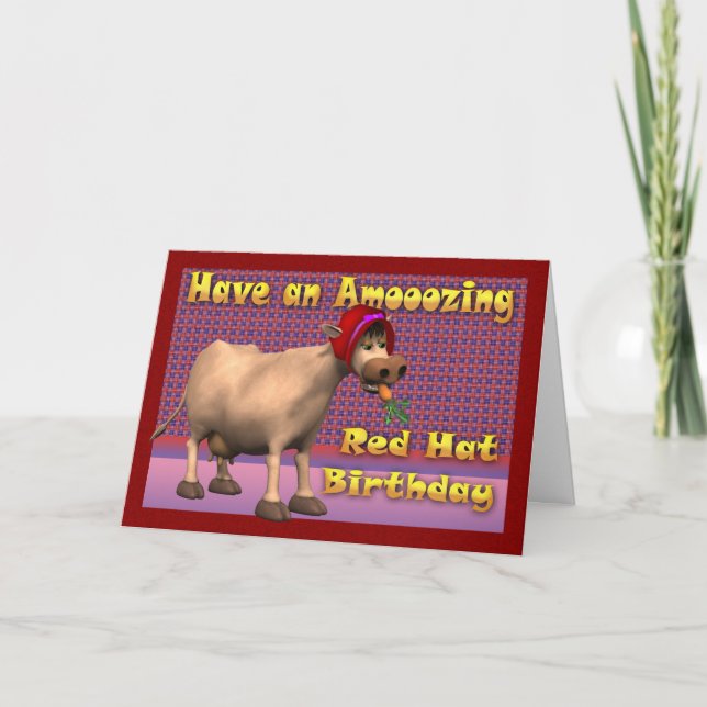 Happy Red Hat Birthday Card (Front)