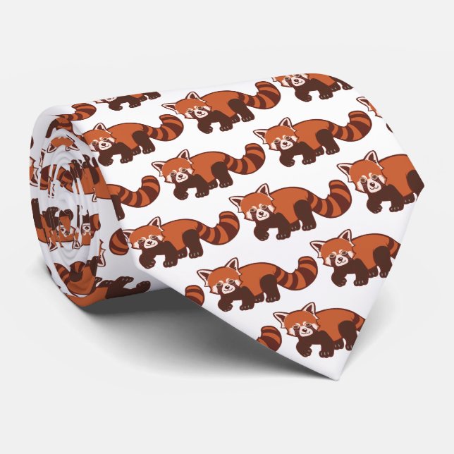 "Happy Red Panda" Animal Print Tie (Rolled)