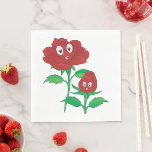 Happy Red Rose Characters Napkin