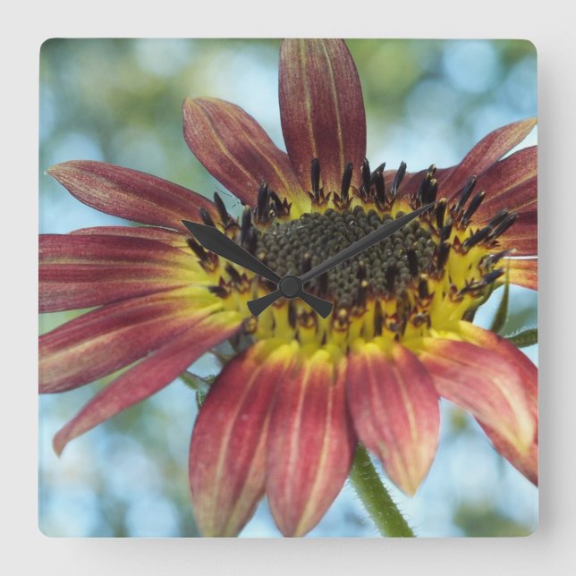 Happy Red Sunflower Wall Clock (Front)