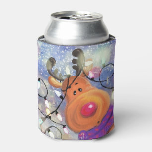 Happy Reindeer Christmas Can Cooler