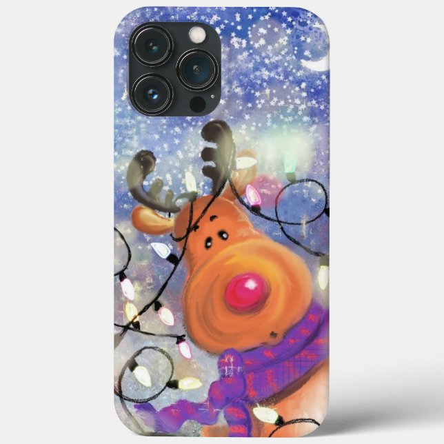 Happy Reindeer Christmas iPhone Case Gift (Back)