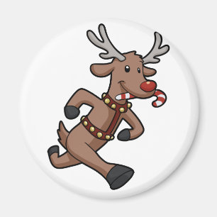 Happy Reindeer Runs cartoon choose back colour Magnet