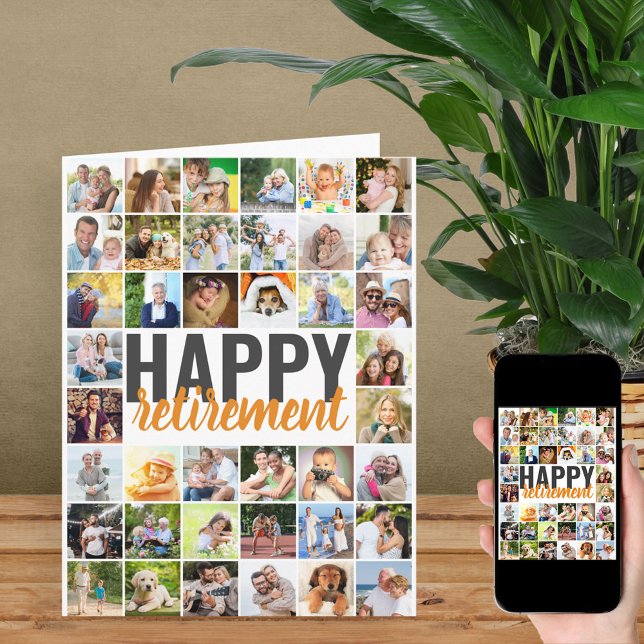 Happy Retirement 40 Pic Photo Collage Personalised Card (Creator Uploaded)