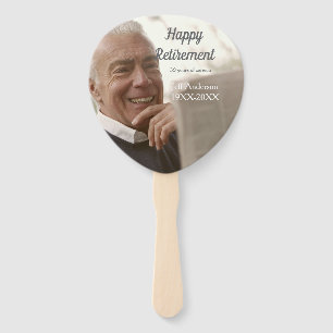 Happy retirement add name photo years of service r hand fan