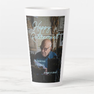 Happy retirement add name photo years of service r latte mug