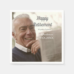 Happy retirement add name photo years of service r napkin