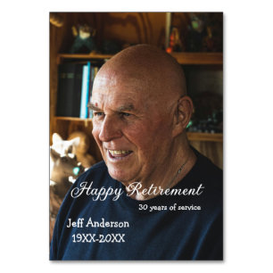 Happy retirement add name photo years of service r table number