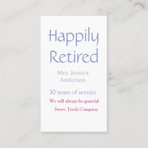 Happy retirement add name years of service purple  business card
