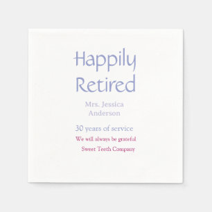Happy retirement add name years of service purple napkin
