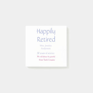 Happy retirement add name years of service purple post-it notes