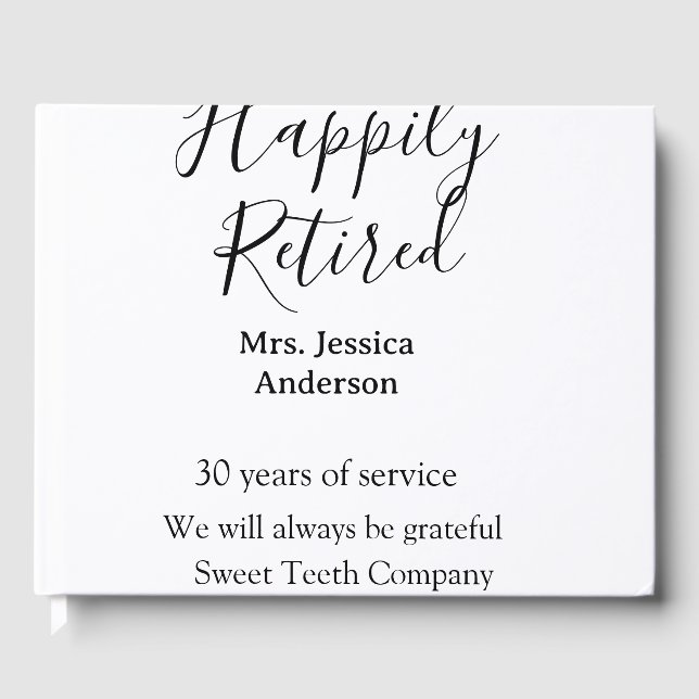 Happy retirement add name years of service retired guest book (Front)