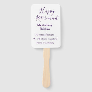 Happy retirement add name years of service retired hand fan