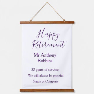 Happy retirement add name years of service retired hanging tapestry