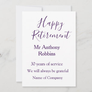 Happy retirement add name years of service retired invitation