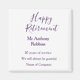 Happy retirement add name years of service retired magnet