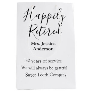 Happy retirement add name years of service retired medium gift bag