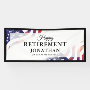 Happy Retirement Amercian Flag Banner