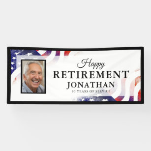 Happy Retirement American Flag Photo Banner