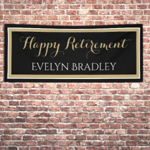 Happy retirement banner in black