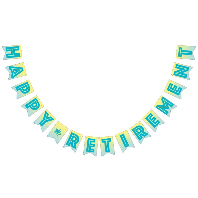 HAPPY RETIREMENT BANNER, Tropical Blue And Yellow Bunting (All)