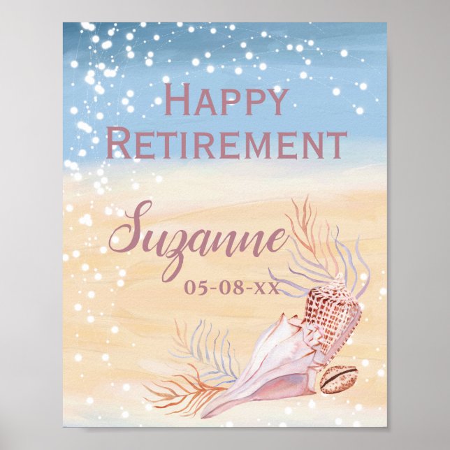 Happy Retirement Beach Coastal Shell Poster (Front)
