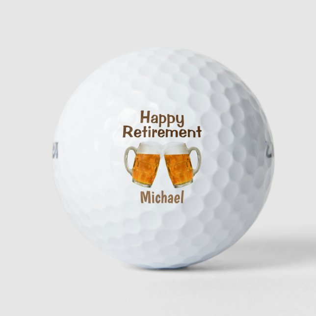 Happy Retirement Beer Cheers Add Name Golf Balls (Front)