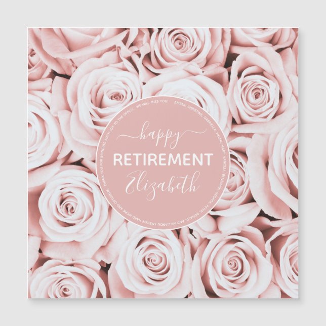 Happy Retirement blush pink roses name (Front)
