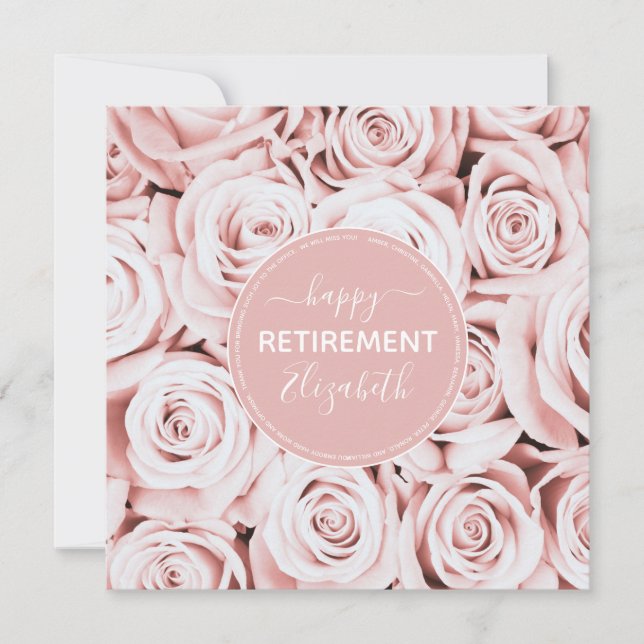 Happy Retirement blush pink roses name (Front)