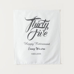 Happy retirement bold letter name year elegant sim tapestry
