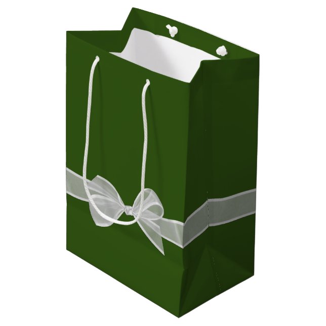 Happy Retirement Bow On Green Medium Gift Bag (Front Angled)