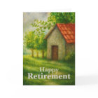 Happy Retirement Card | Peaceful Cottage Landscape