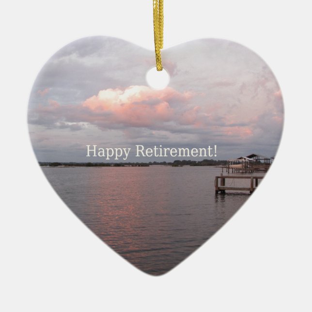 Happy Retirement - Cedar Key Florida Ceramic Tree Decoration (Front)