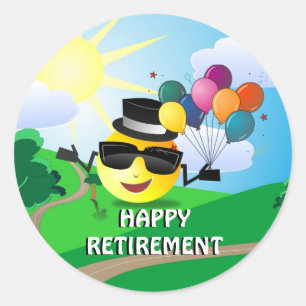 Happy Retirement, colourful fun design Classic Round Sticker