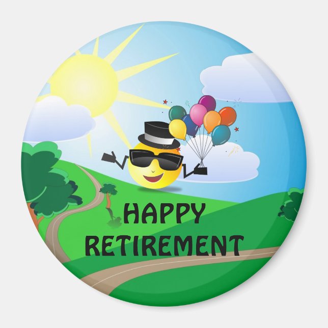 Happy Retirement, colourful fun design, Magnet (Front)