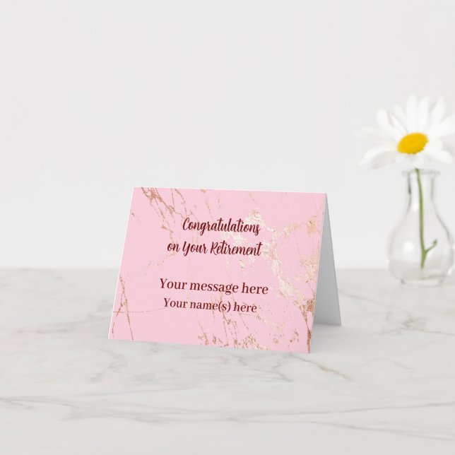Happy Retirement Congrats Blush Pink your Message Card (Small Plant)